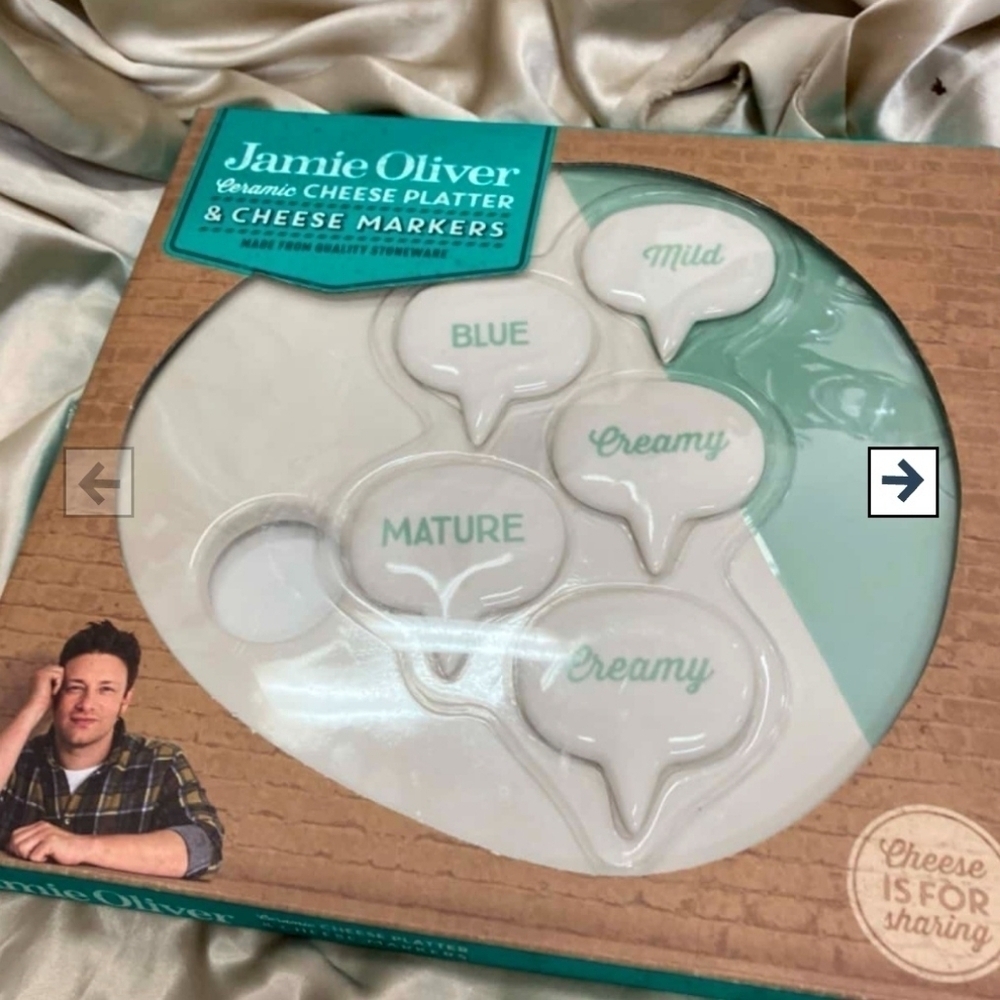 Jamie Oliver ceramic cheese platter and  cheese markers